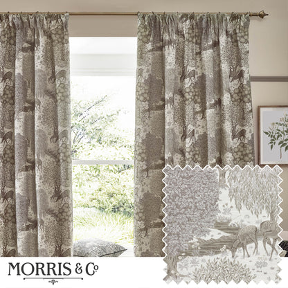 Tende a pieghe a matita in jacquard Brook Woodland - Lino