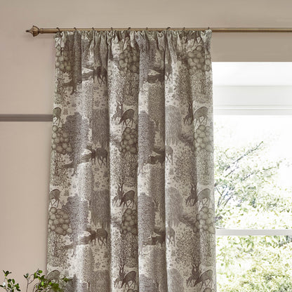 Tende a pieghe a matita in jacquard Brook Woodland - Lino