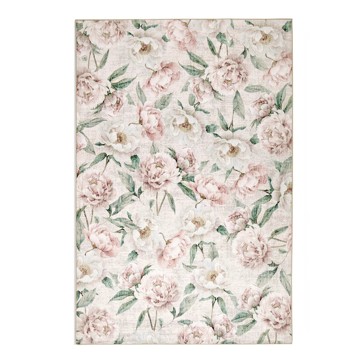 Eco-Washable Rug - Blooming Peonies Oyster Pink