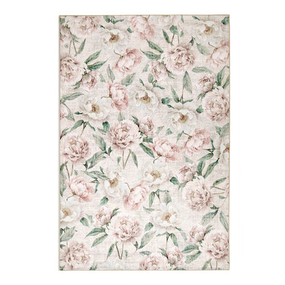 Eco-Washable Rug - Blooming Peonies Oyster Pink