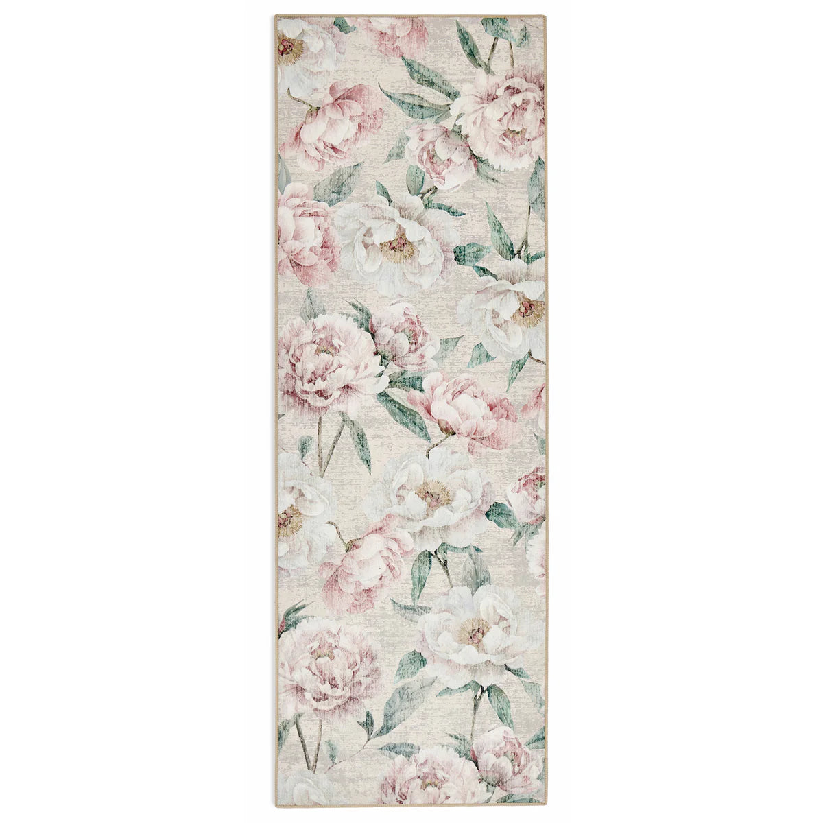 Eco-Washable Rug - Blooming Peonies Oyster Pink