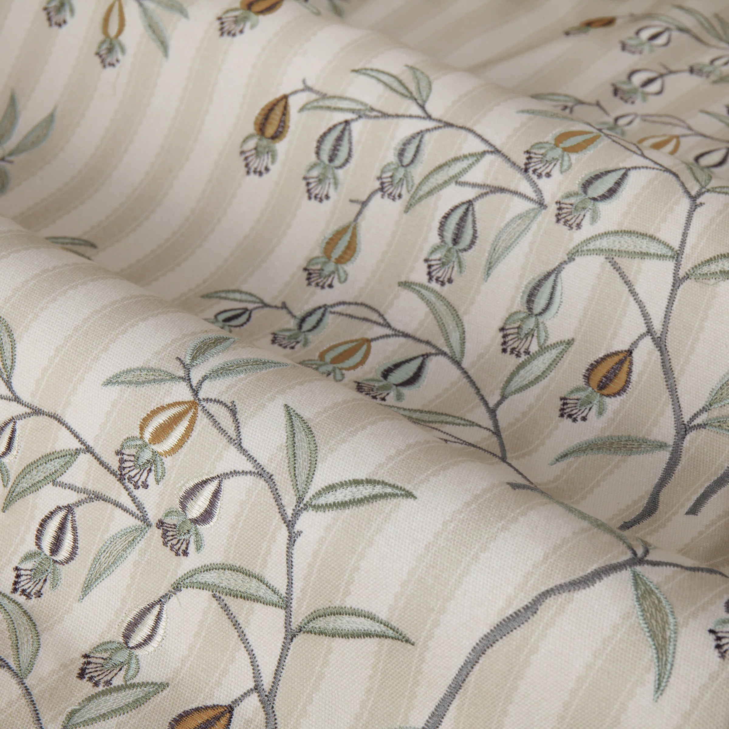 Tende a pieghe a matita in jacquard Brook Woodland - Lino