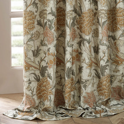 Tende a pieghe a matita in jacquard Brook Woodland - Lino