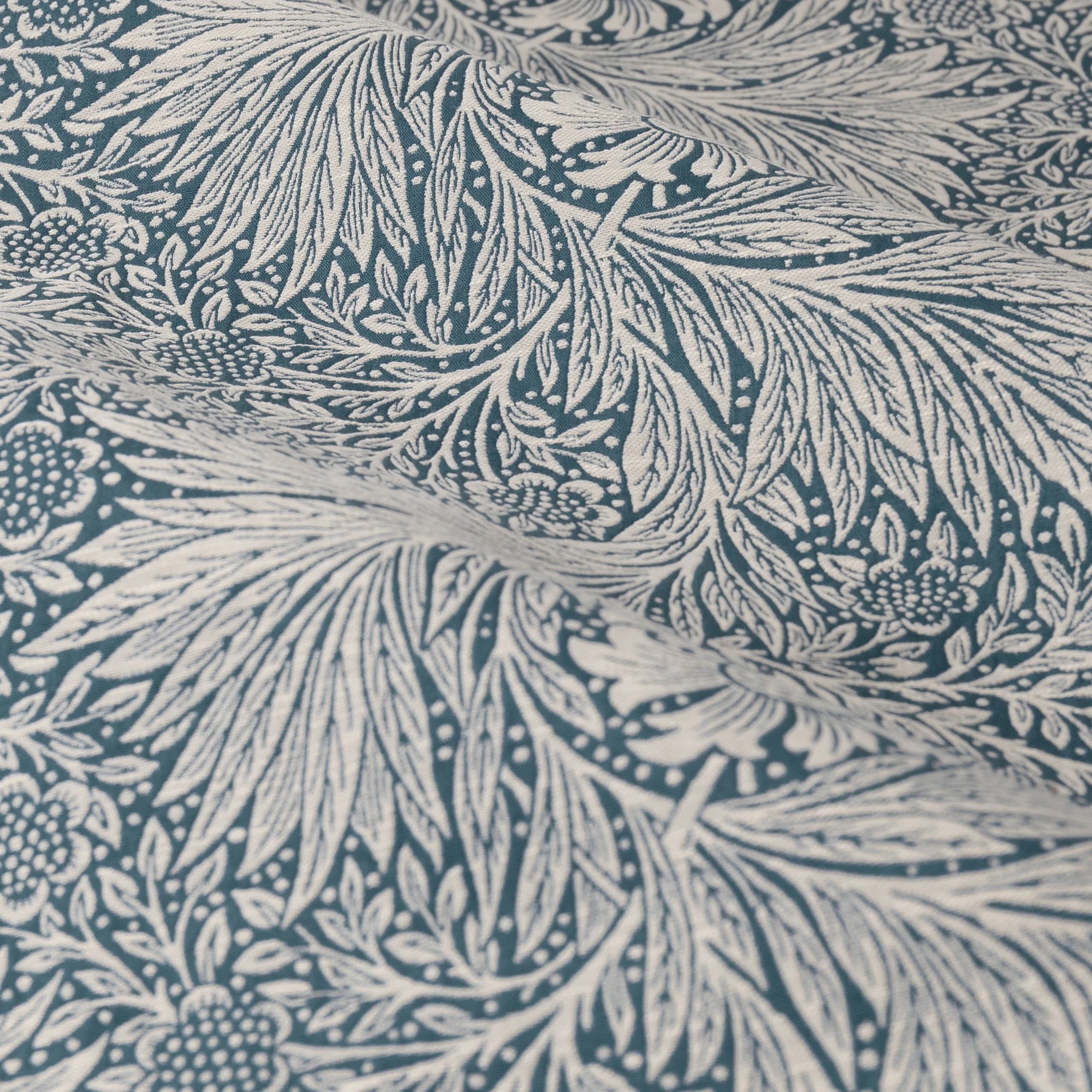 Marigold Floral Jacquard Pencil Pleat Curtains - Indigo
