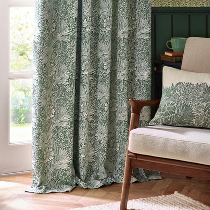 Marigold Floral Jacquard Pencil Pleat Curtains - Leaf Green