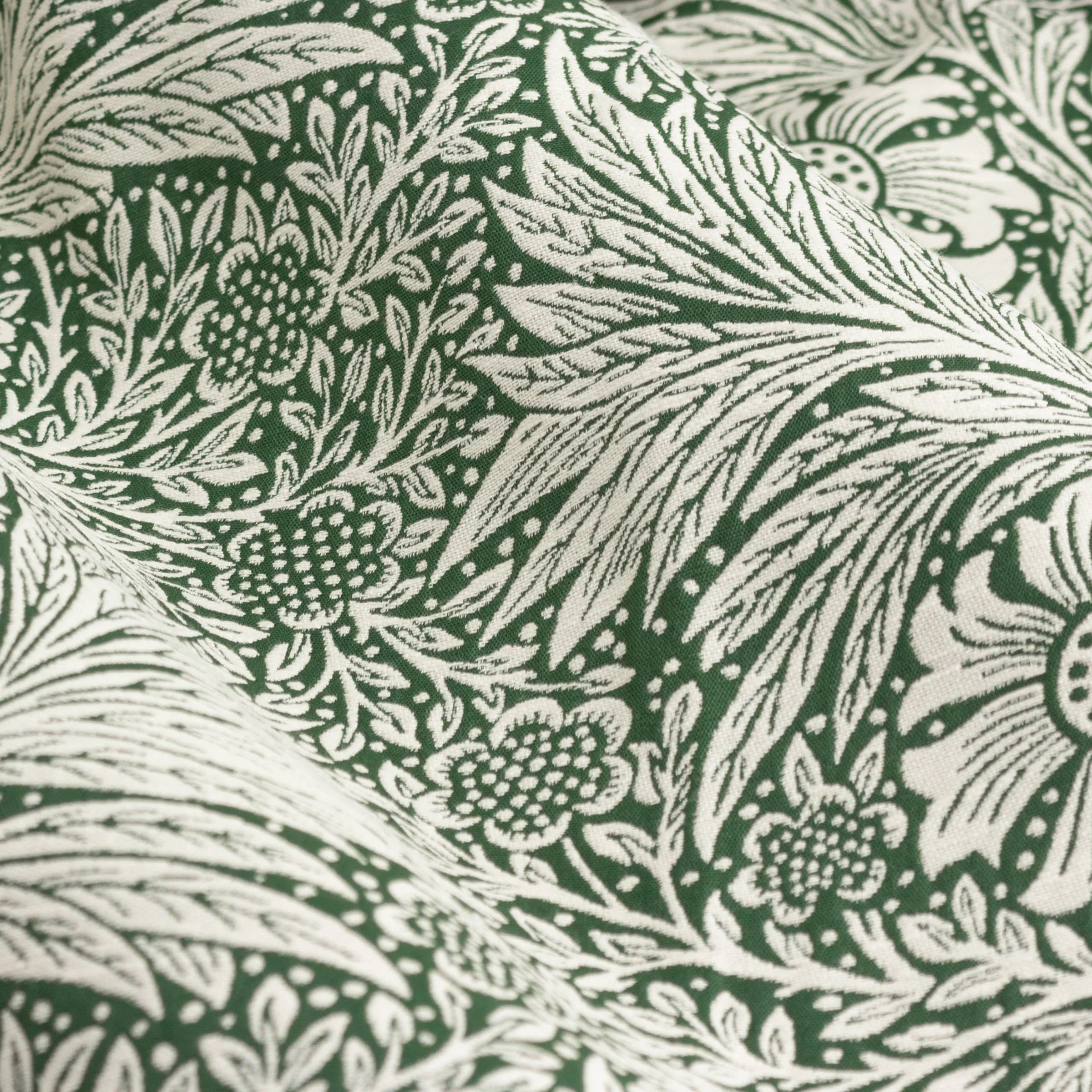 Marigold Floral Jacquard Pencil Pleat Curtains - Leaf Green
