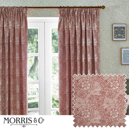 Marigold Floral Jacquard Pencil Pleat Curtains - Russet