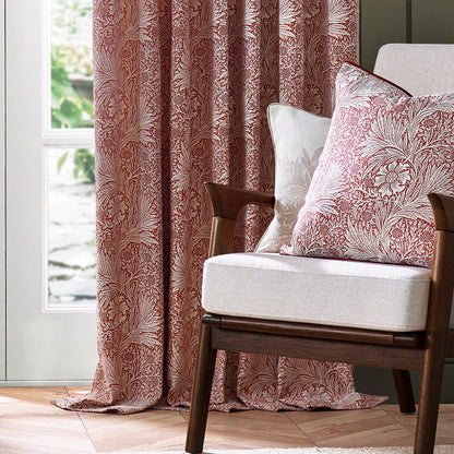 Marigold Floral Jacquard Pencil Pleat Curtains - Russet
