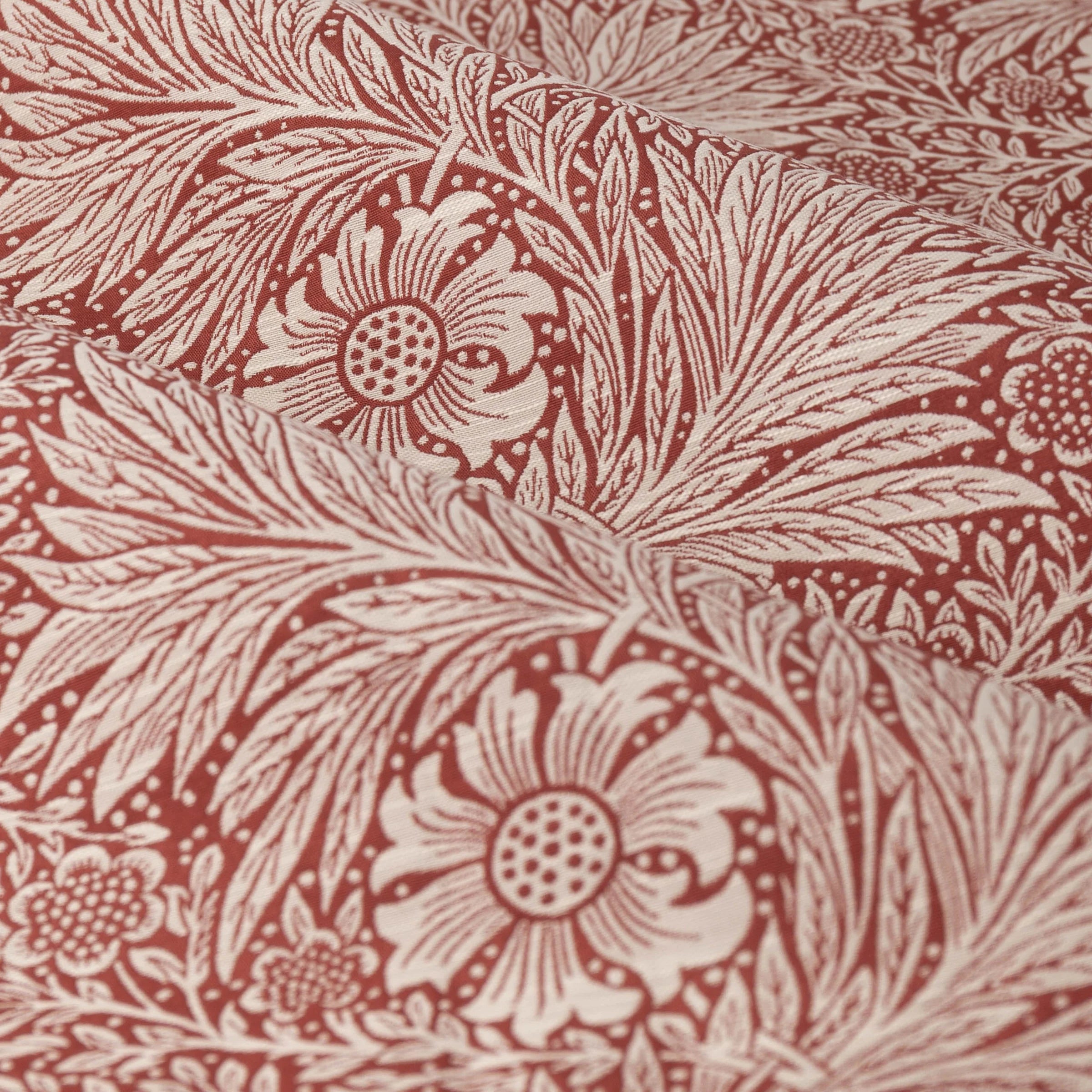 Marigold Floral Jacquard Pencil Pleat Curtains - Russet