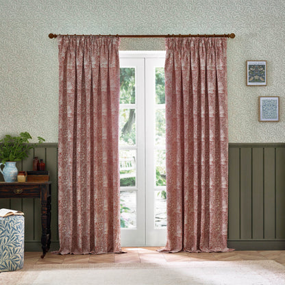 Marigold Floral Jacquard Pencil Pleat Curtains - Russet