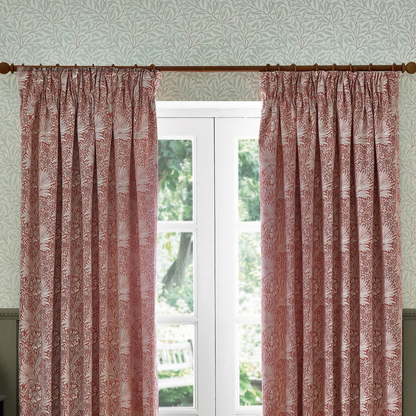 Marigold Floral Jacquard Pencil Pleat Curtains - Russet