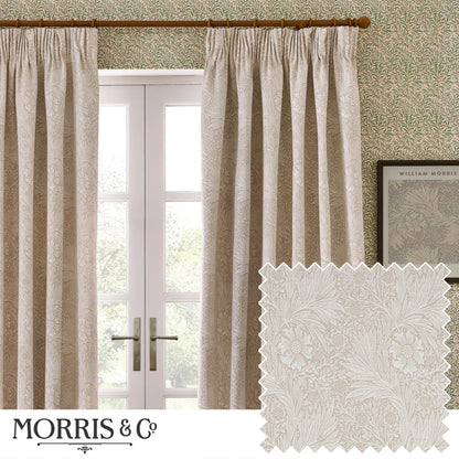 Marigold Floral Jacquard Pencil Pleat Curtains - Stone