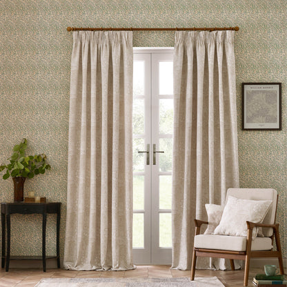 Marigold Floral Jacquard Pencil Pleat Curtains - Stone
