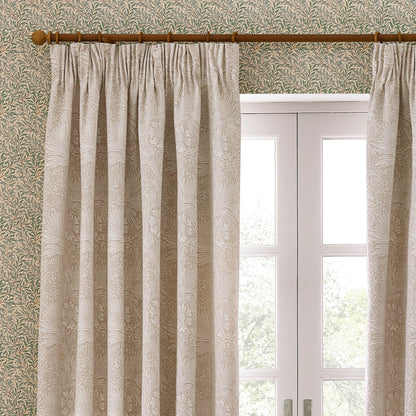Marigold Floral Jacquard Pencil Pleat Curtains - Stone