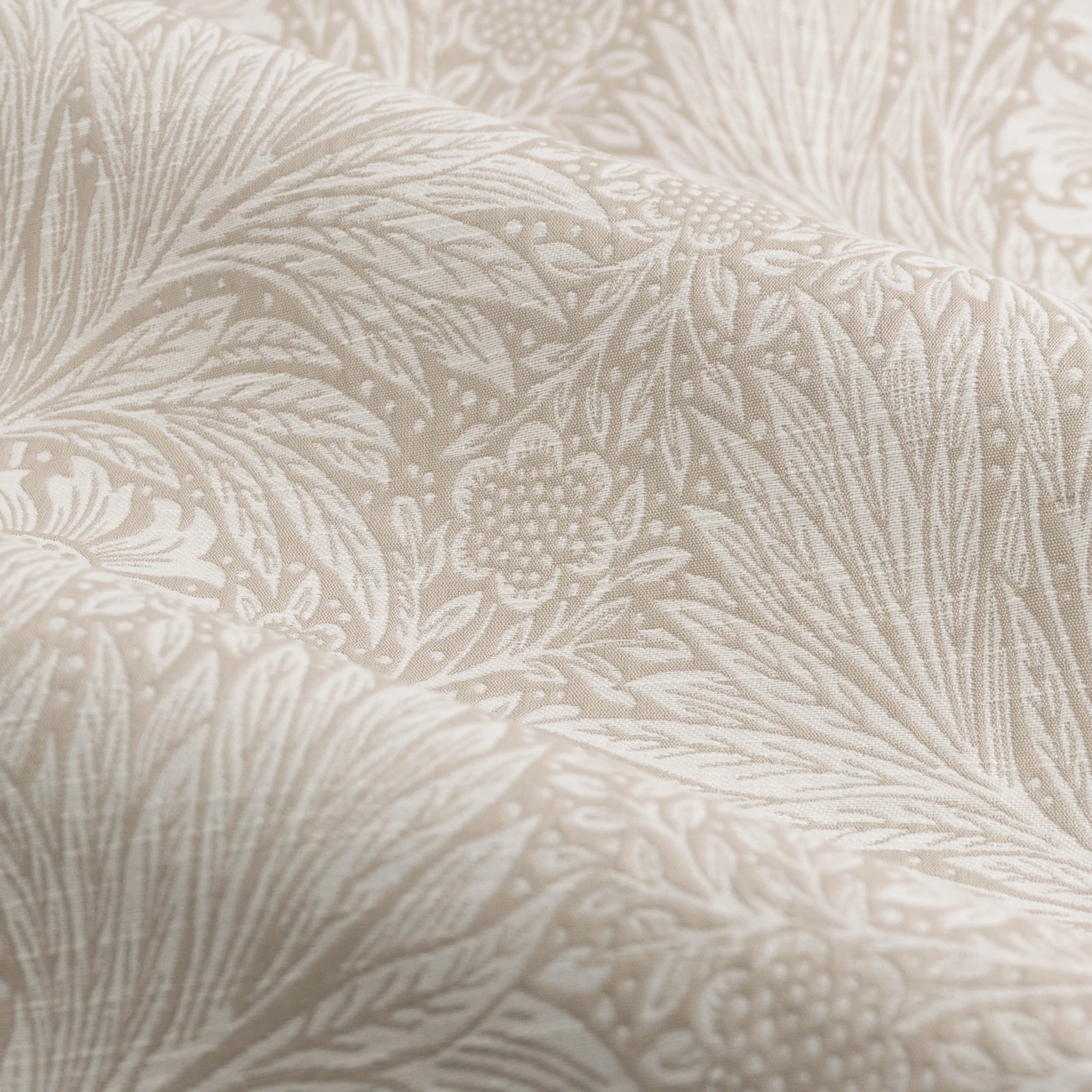 Marigold Floral Jacquard Pencil Pleat Curtains - Stone