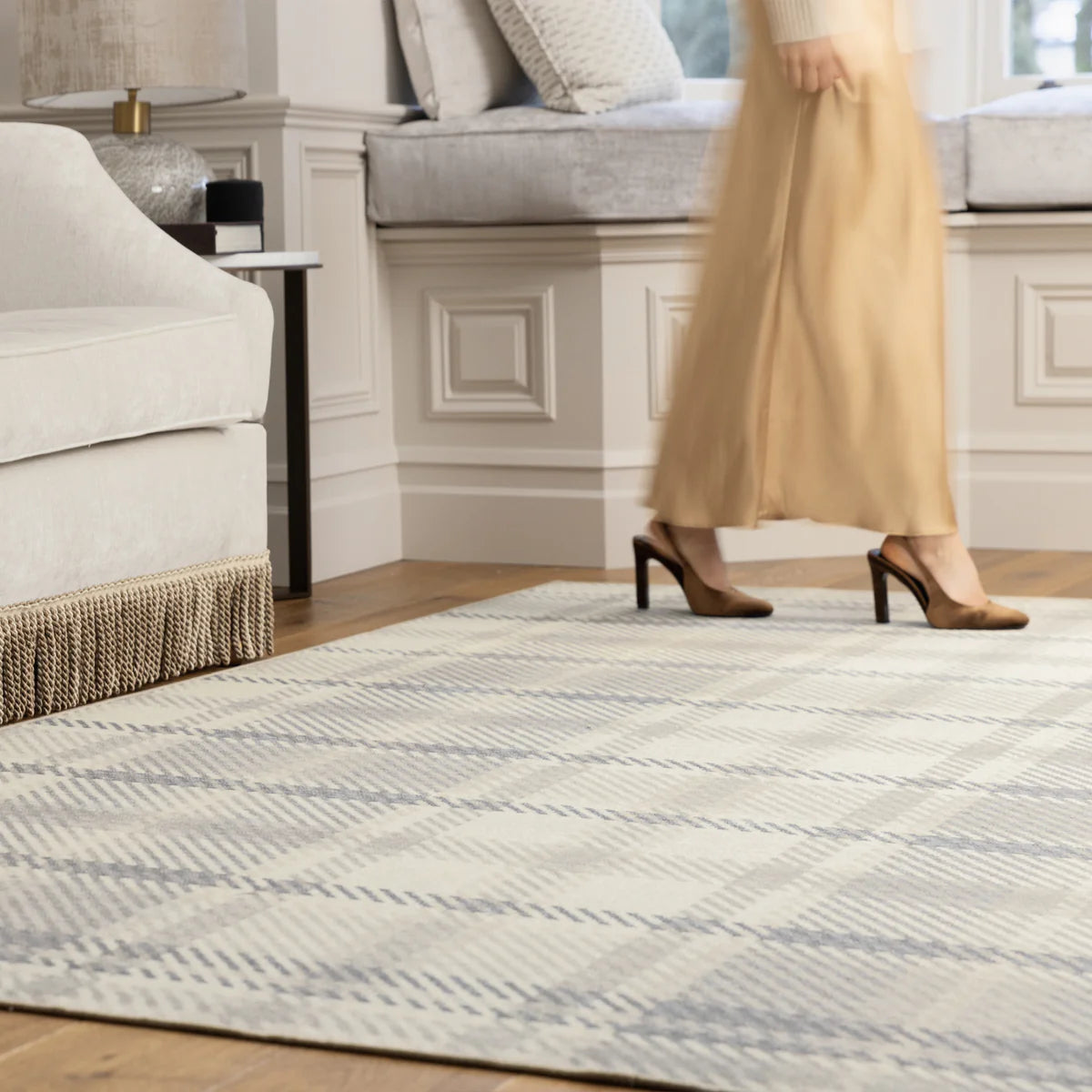 Eco-Washable Rug - Plaid Natural