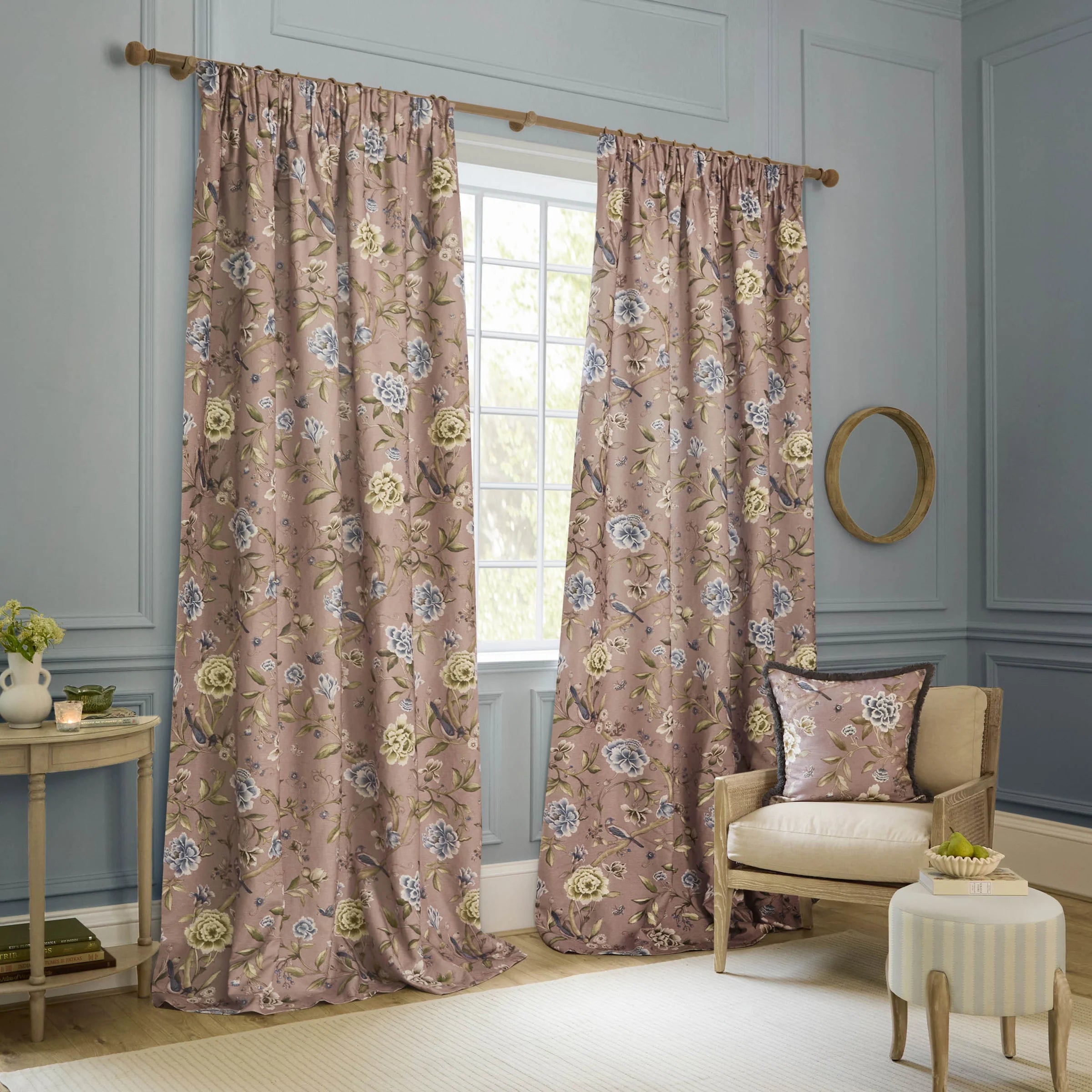 Tende a pieghe a matita in jacquard Brook Woodland - Lino