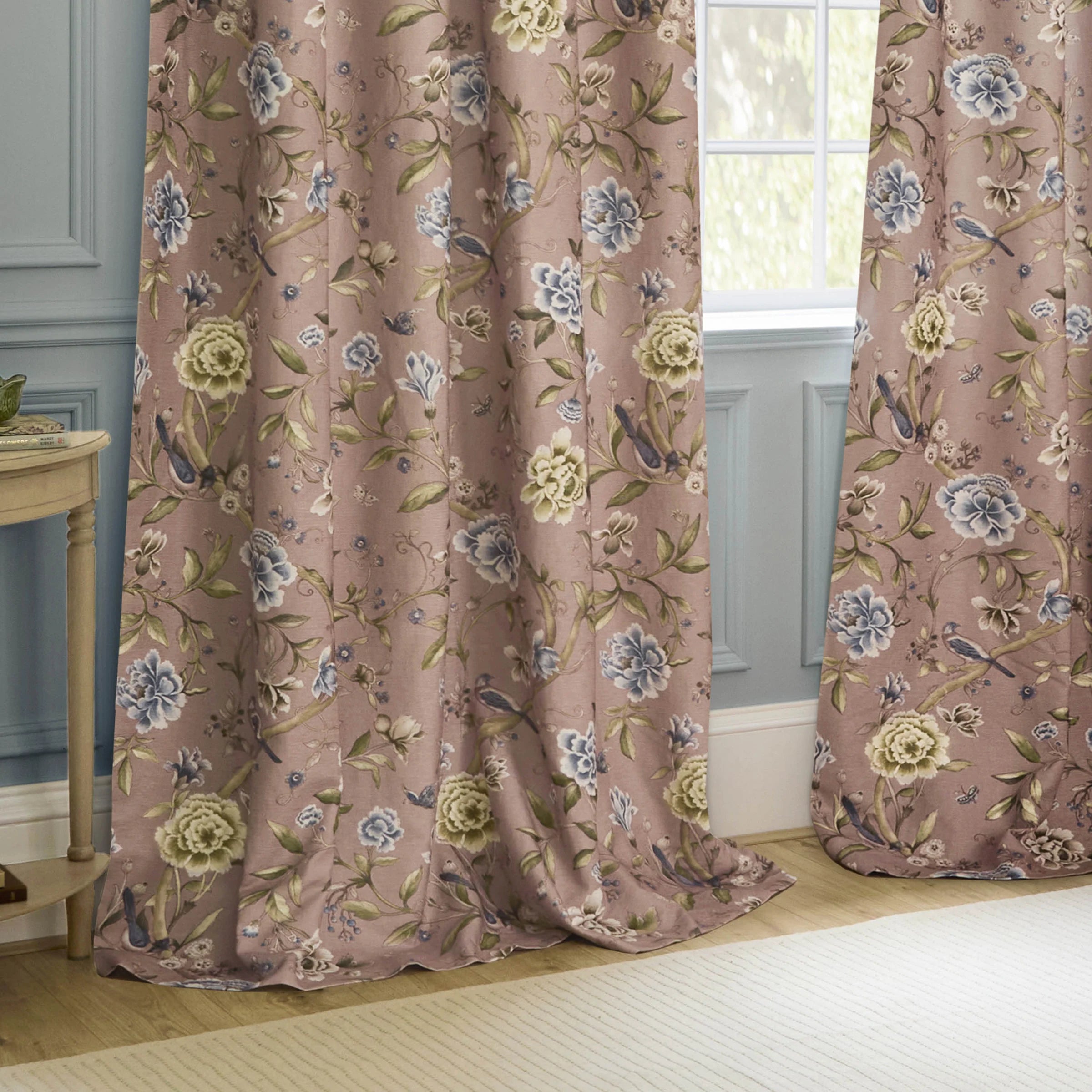 Tende a pieghe a matita in jacquard Brook Woodland - Lino