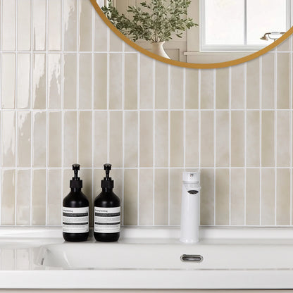 Peel and Stick Zellige Backsplash Tiles in Warm Beige