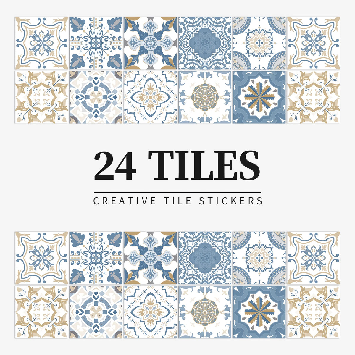 Peel and Stick Moroccan Tile Stickers in Blue and White