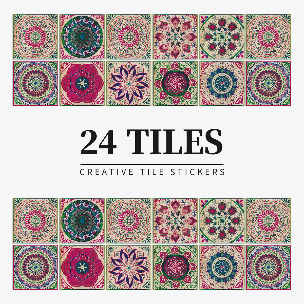 Peel and Stick Moroccan Tile Stickers in Rose Garden