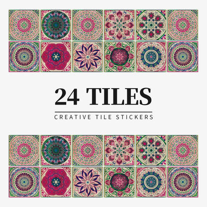 Peel and Stick Moroccan Tile Stickers in Rose Garden