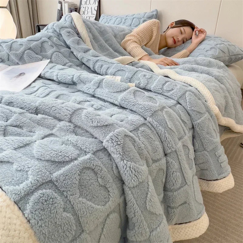 Luxury Fleece Love Heart Thick Blanket