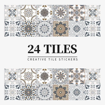 Peel and Stick Moroccan Tile Stickers in Gray and White