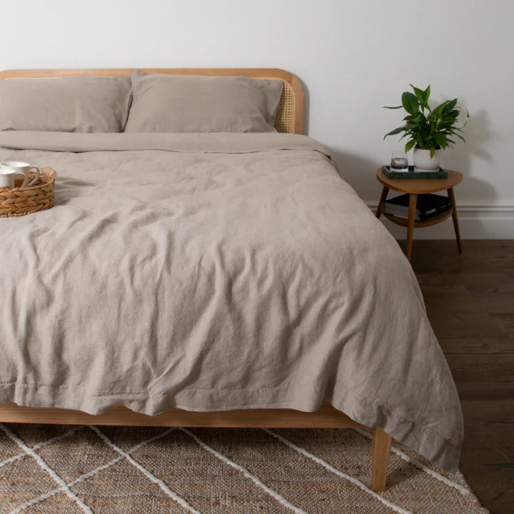 Beige Pair Of 100% Linen Pillowcases
