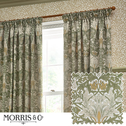 Snakeshead Jacquard Chenille Pencil Pleat Curtains - Sunflower/Stone