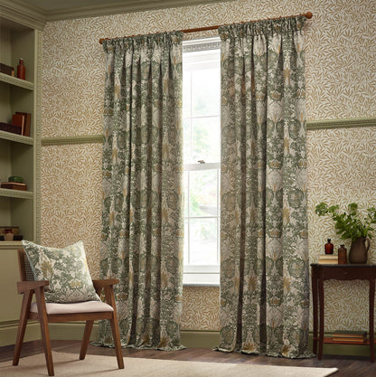 Snakeshead Jacquard Chenille Pencil Pleat Curtains - Sunflower/Stone