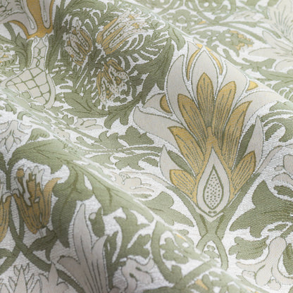 Snakeshead Jacquard Chenille Pencil Pleat Curtains - Sunflower/Stone