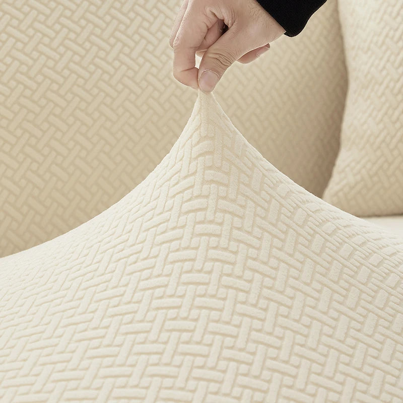 Plush Fleece Jacquard Stretch Sofa Cover