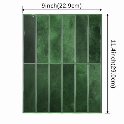 Size of one green tile sheet, 9 x 11.4 inches