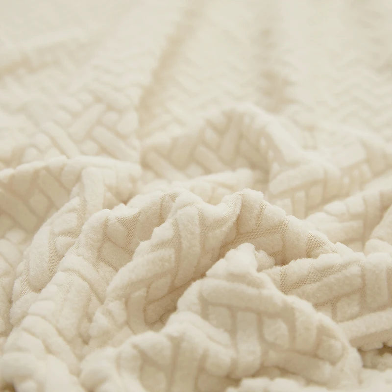 Plush Fleece Jacquard Stretch Sofa Cover