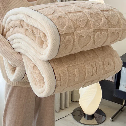 Luxury Fleece Love Heart Thick Blanket