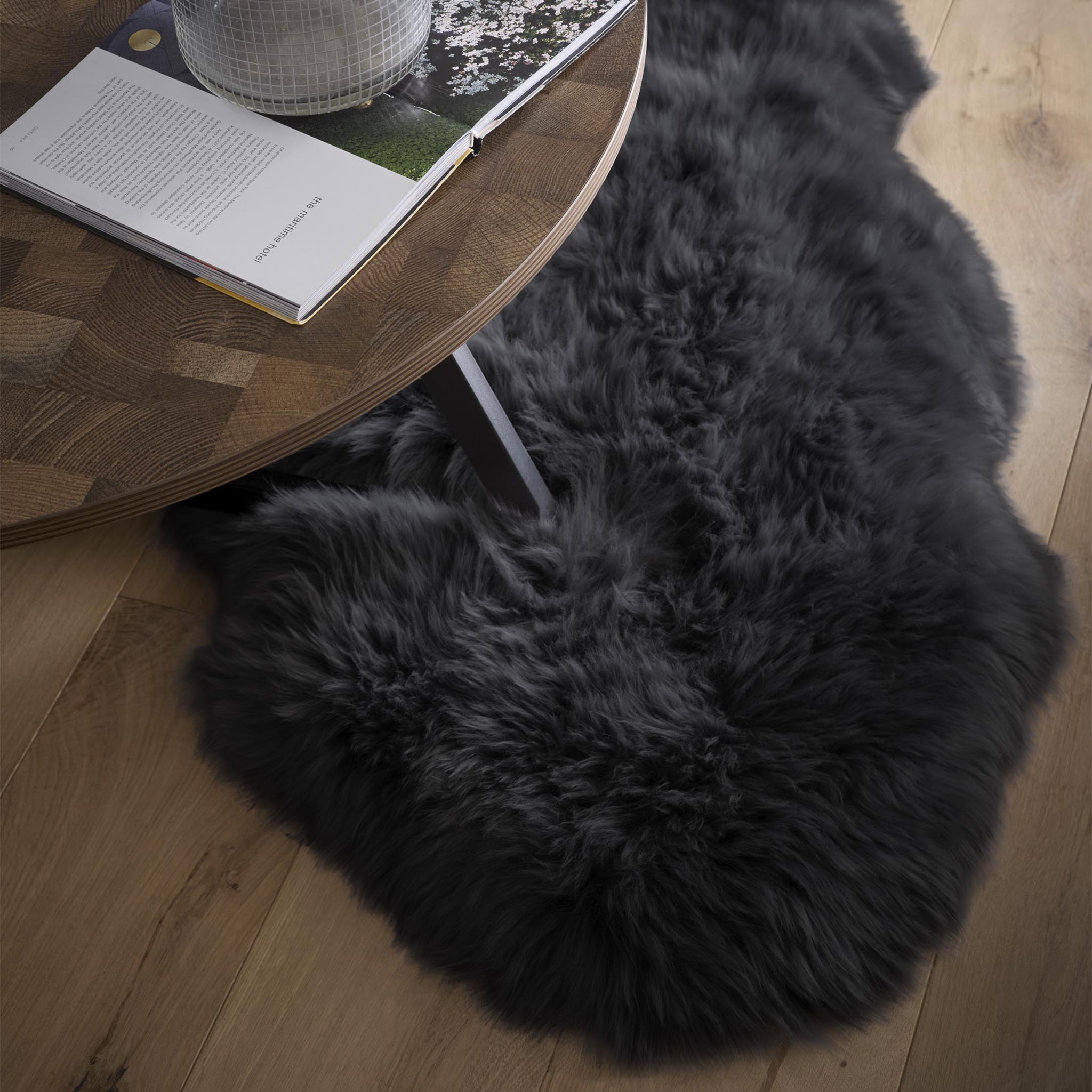 Origins Genuine Sheepskin Black Rug