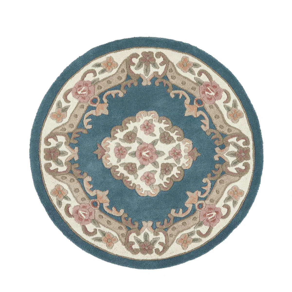 Vintage Motif - Blue Cushioned Wool Rug