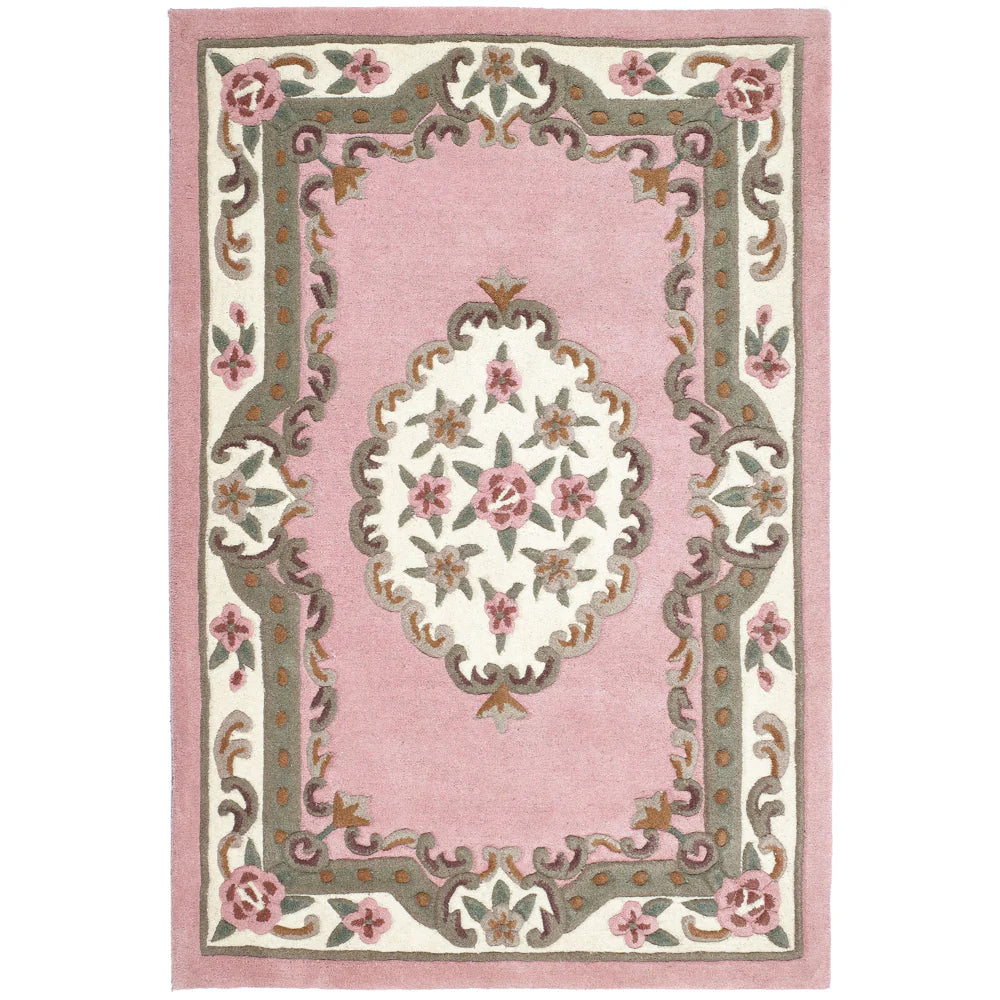Vintage Motif - Pink Cushioned Wool Rug