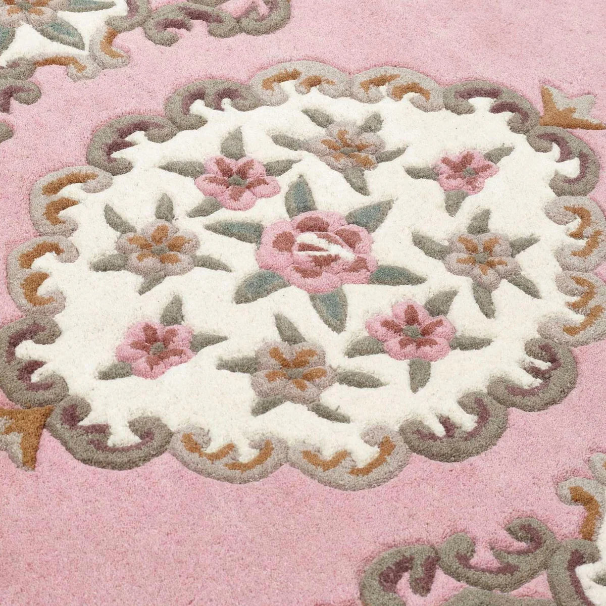 Motivo vintage - Tappeto in lana beige imbottito