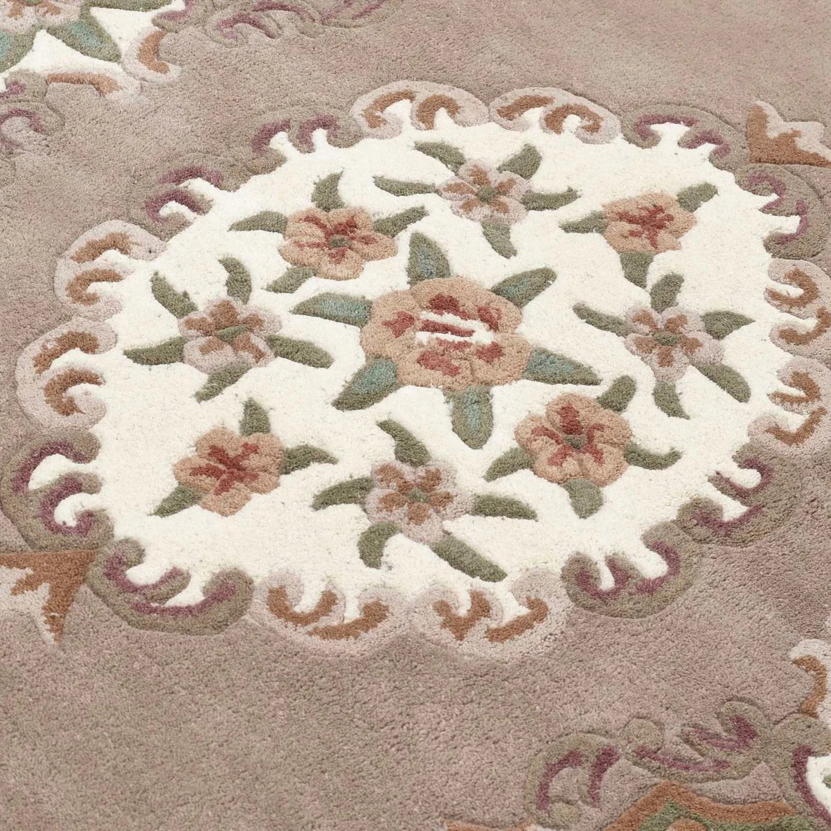 Vintage Motif - Beige Cushioned Wool Rug