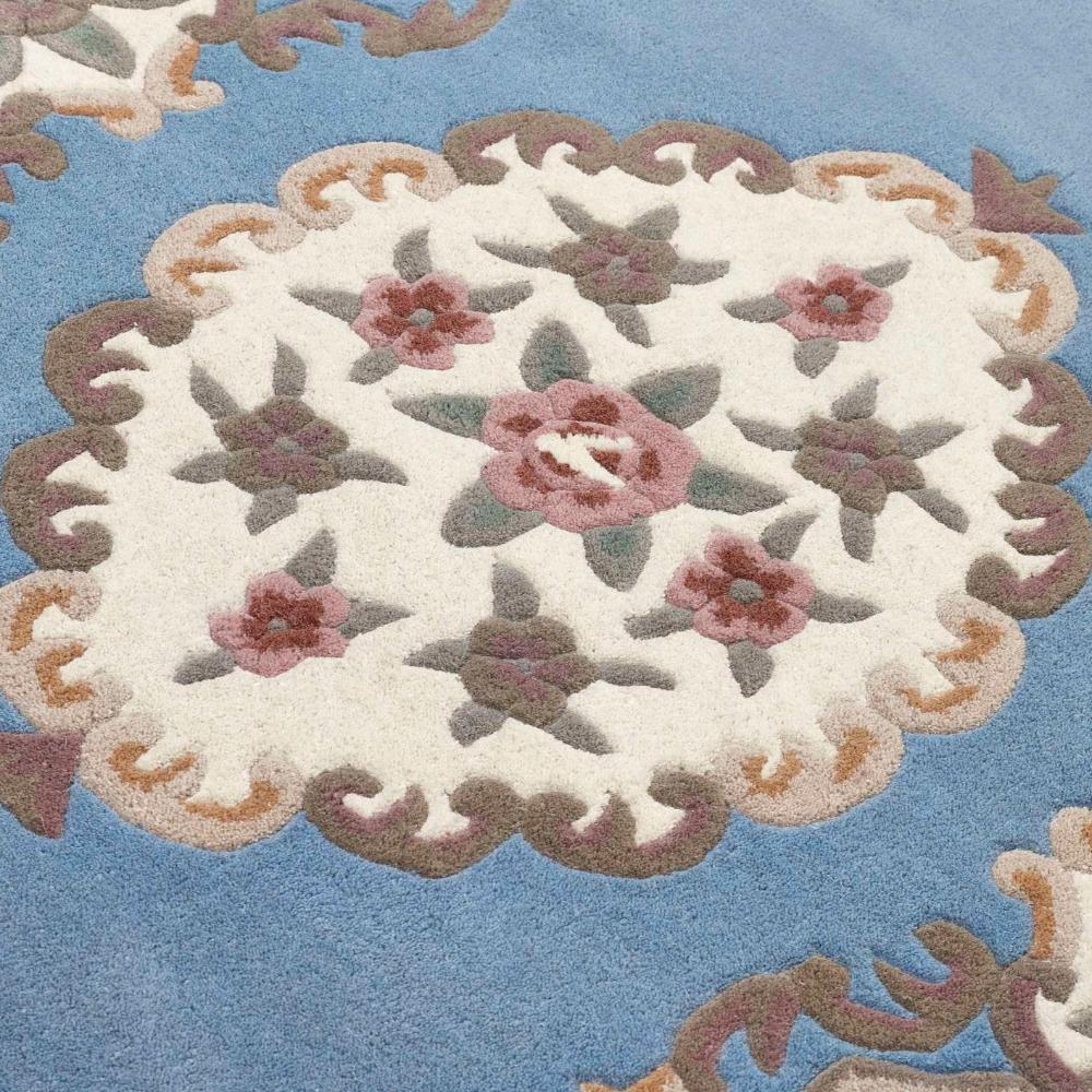 Vintage Motif - Blue Cushioned Wool Rug