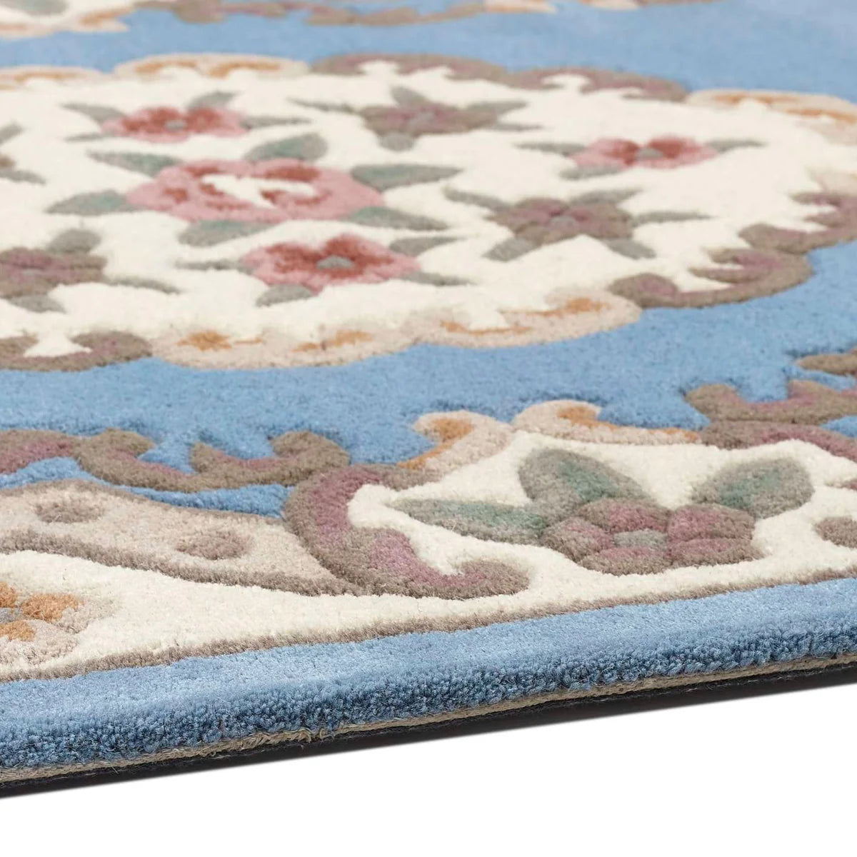 Vintage Motif - Blue Cushioned Wool Rug