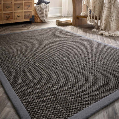 Origins Sisal Rug - Dark Grey With Grey Border