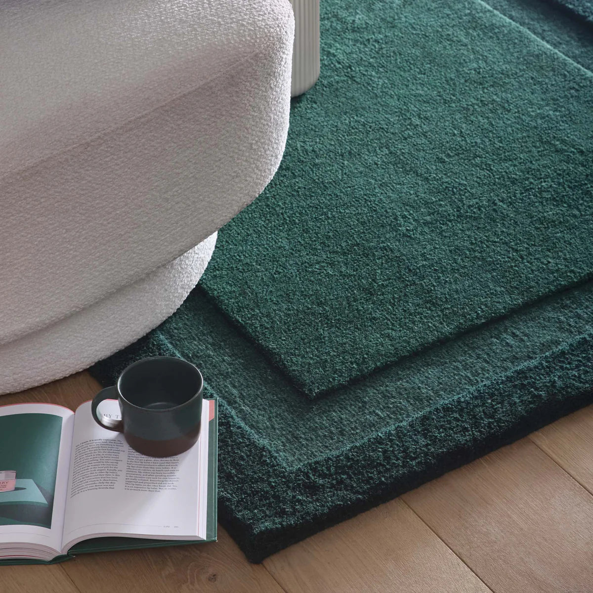 Tappeto Origins Borders 100% pura lana verde salvia