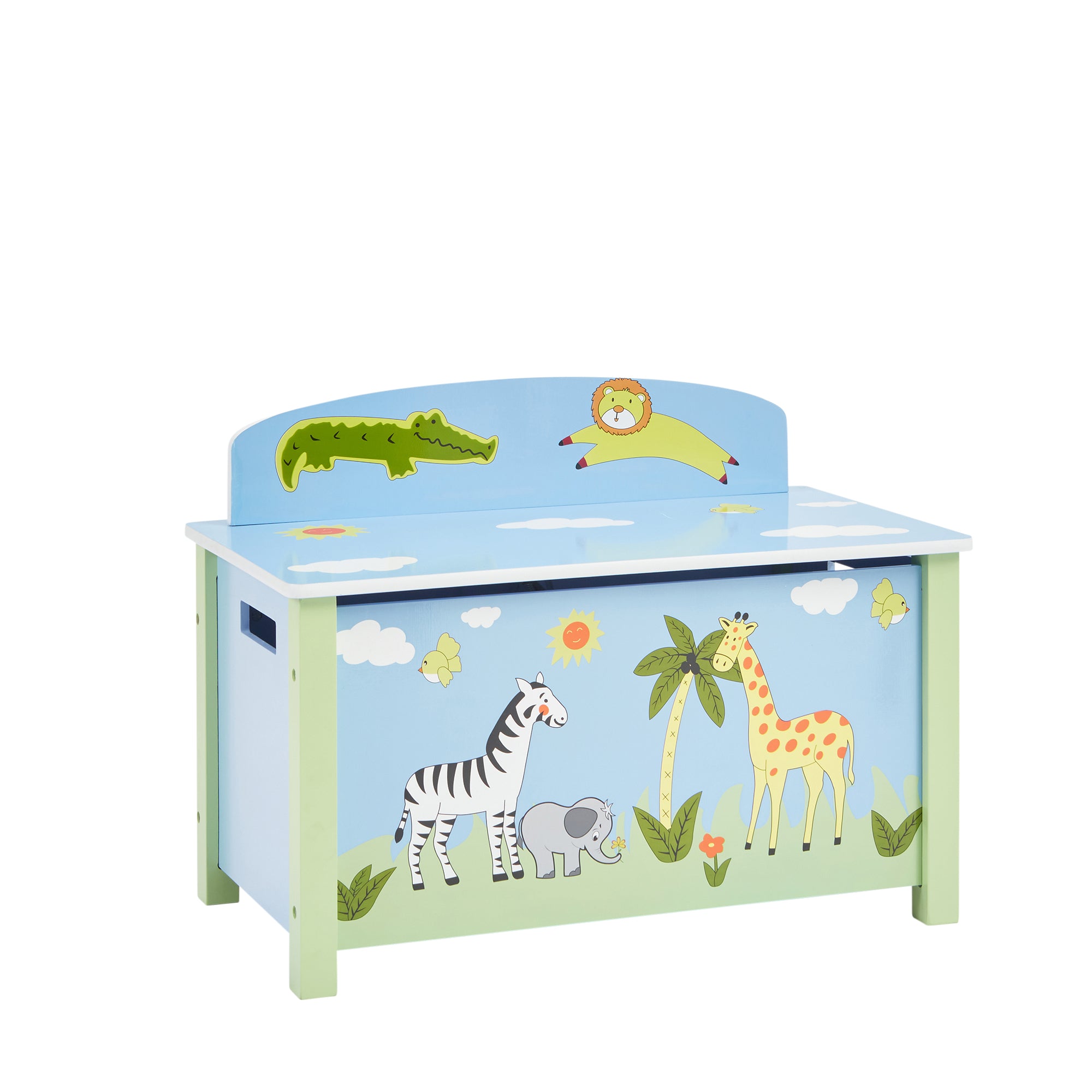 Blue Safari Big Wooden Toy Box