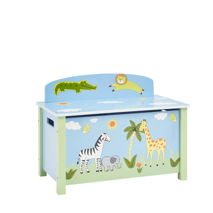 Blue Safari Big Wooden Toy Box