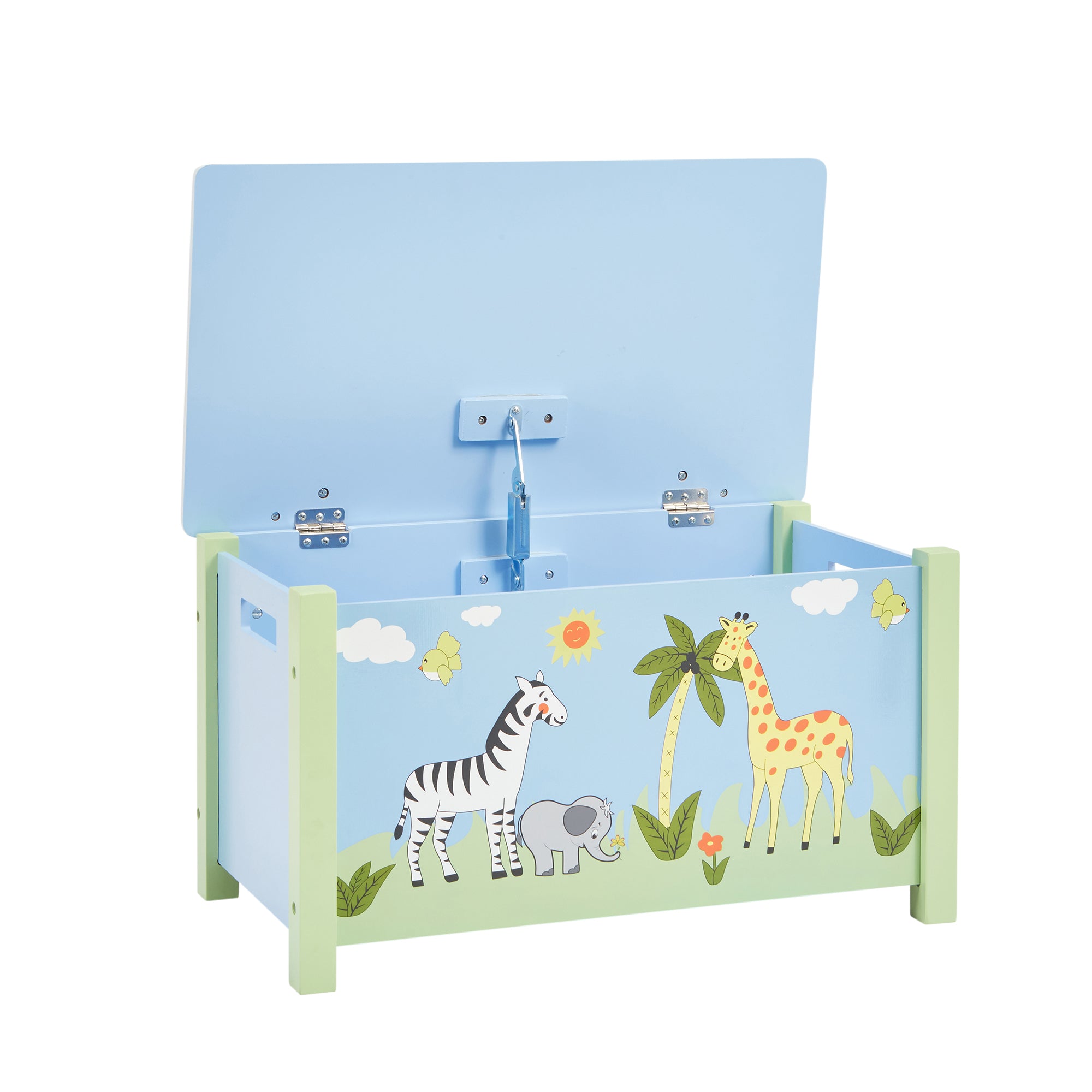 Blue Safari Big Wooden Toy Box