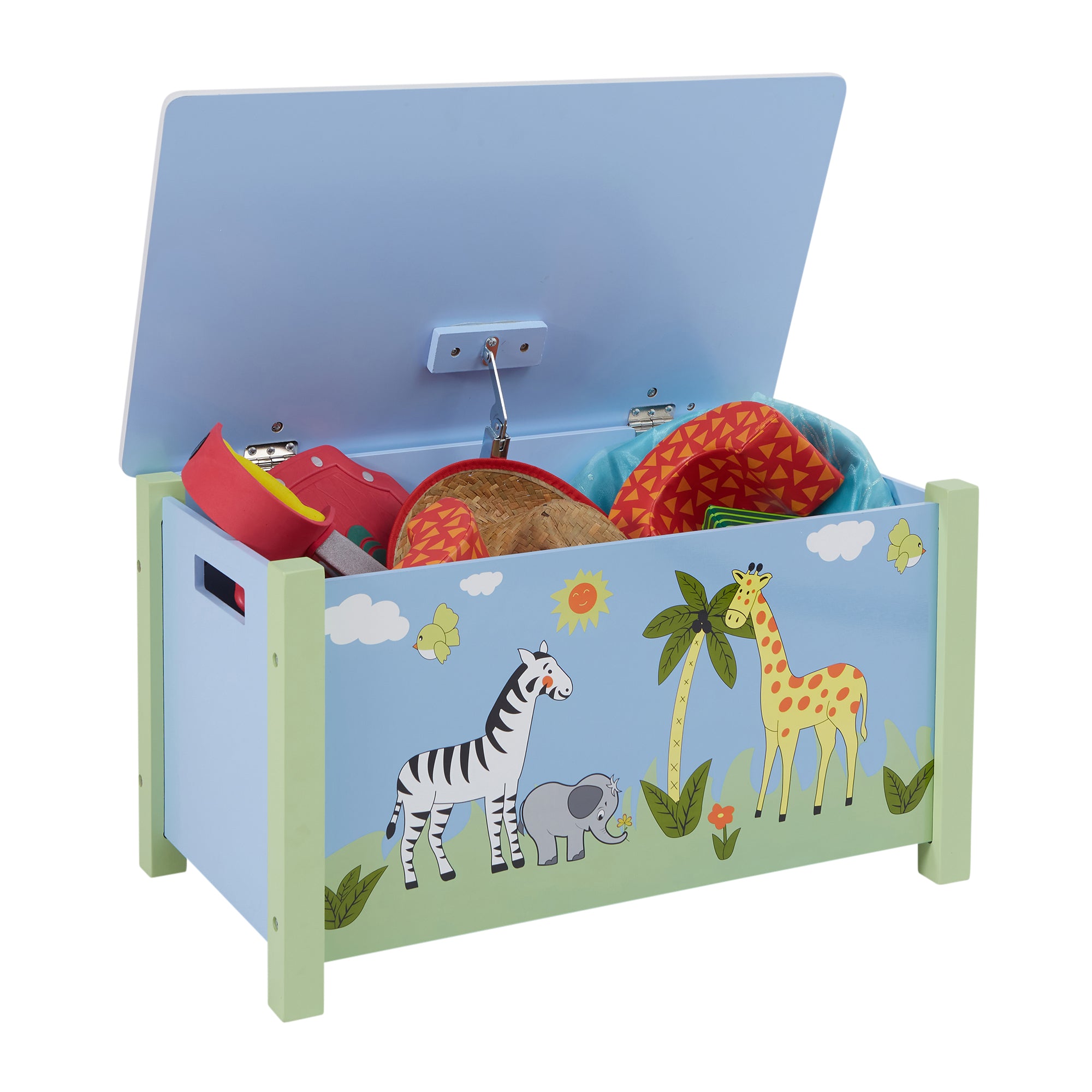 Blue Safari Big Wooden Toy Box