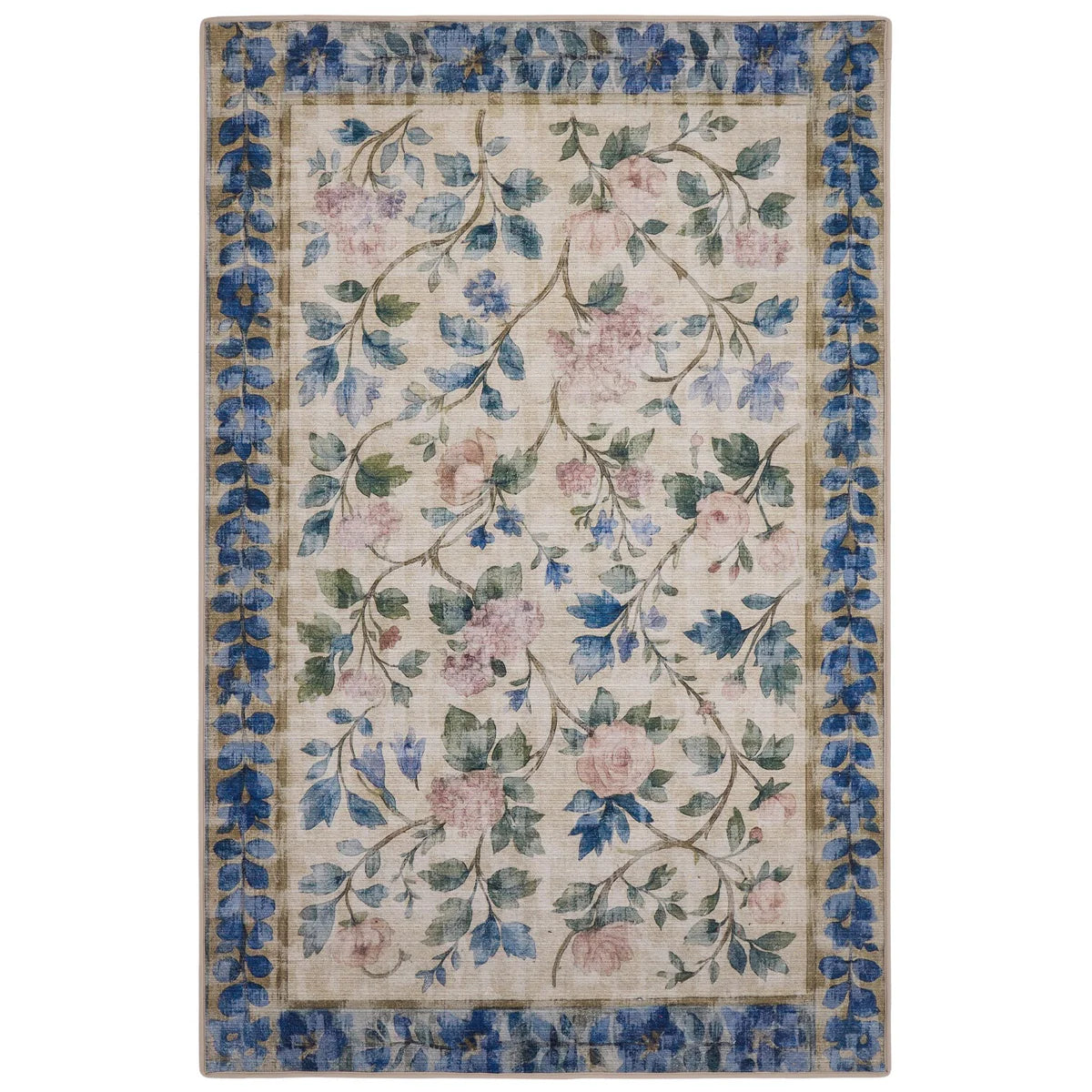 Eco-Washable Rug - Blue Rose